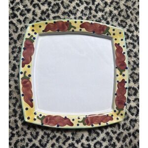 Stephen Kilborn Pottery Red Signed Chile Square 11" Platter Tray Taos NM Yellow